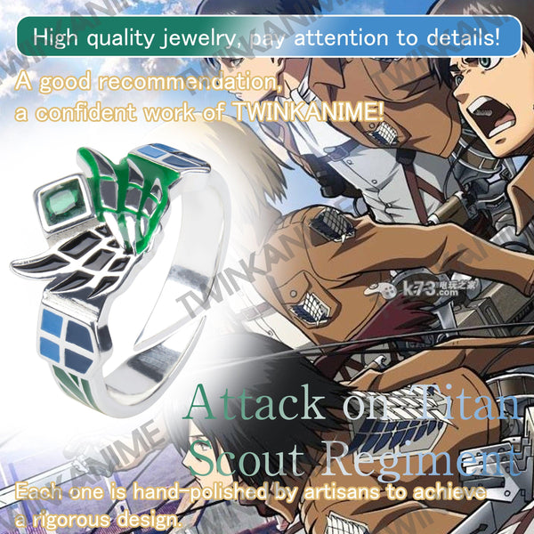 Anime Attack on Titan Scout Regiment Eren S925 Ring - TWINKANIME