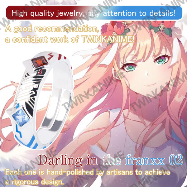 Anime Darling in the franxx 02 S925 Adjustable Ring - TWINKANIME