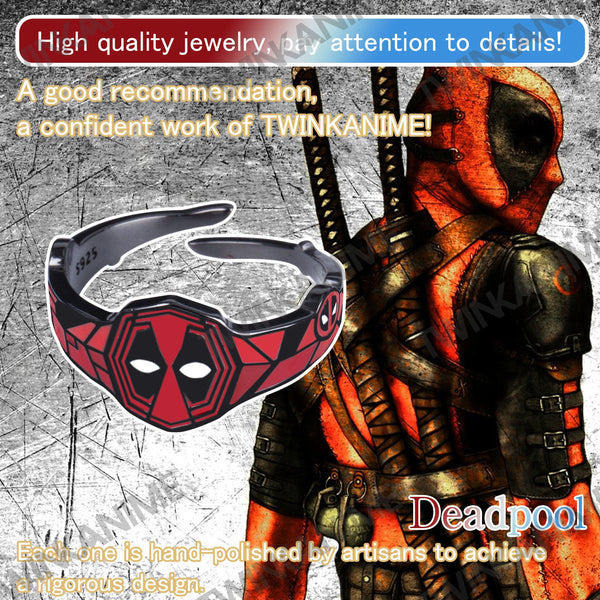 Anime Film Superhero Deadpool S925 Silver Adjustable Ring - TWINKANIME