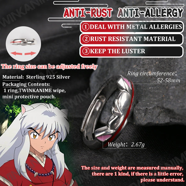 Anime Inuyasha S925 Sliver Adjustable Ring - TWINKANIME