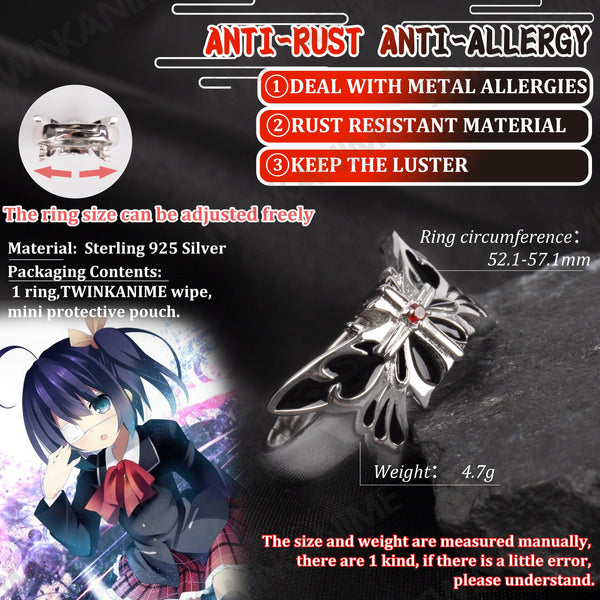 Anime Love, Chunibyo & Other Delusions Rikka Takanashi S925 Rings - TWINKANIME