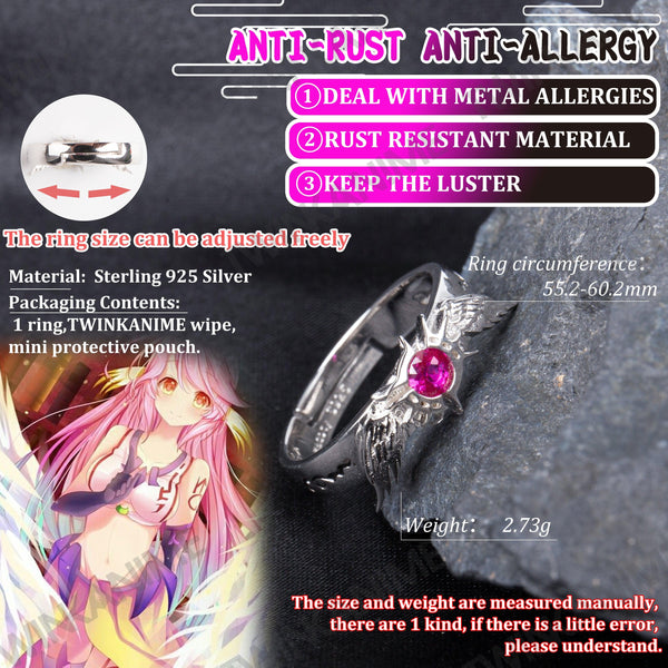 Anime No Game No Life Jibril Zero S925 Silver Ring Adjustable - TWINKANIME