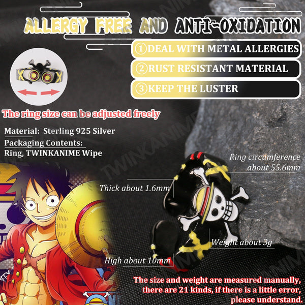 Anime ONE PIECE Monkey D. Luffy S925 Ring - TWINKANIME