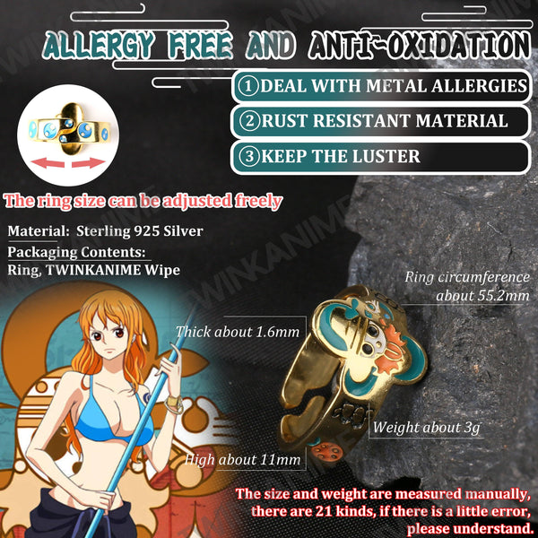 Anime ONE PIECE Nami S925 Ring - TWINKANIME