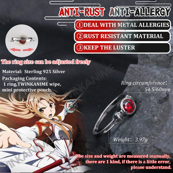 Anime Sword Art Online Yuuki Asuna S925 Sterling Silver Ring - TWINKANIME