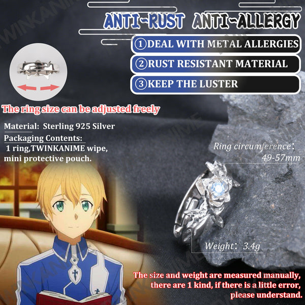 Anime Sword Art Online3 Eugeo S925 Ring Cosplay Props - TWINKANIME