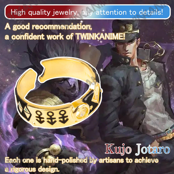 JoJo'S Bizarre Adventure Kujo Jotaro Manga Figure S925 Silver Rings Adjustable - TWINKANIME